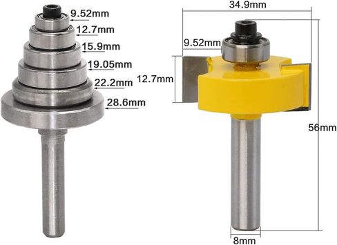 جهاز التوجيه 8mm Rabbet مع 6 محامل مجموعة من الخشب 1pcs (الحجم: 8 ملم شانك) in Kuwait