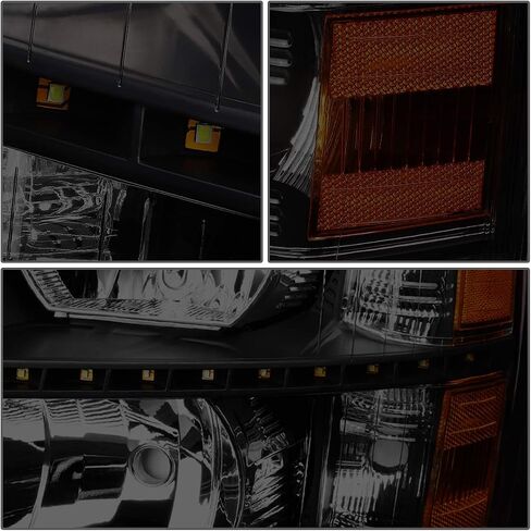 LED DNA Motoring Pair LED DRL المصابيح الأمامية متوافقة مع 07-13 Chevy Silverado 1500 07-14 Silverado 2500 3500 HD ، Black/Smoked/Clear ، CSIL07-BK-SM-Cl1 in Kuwait