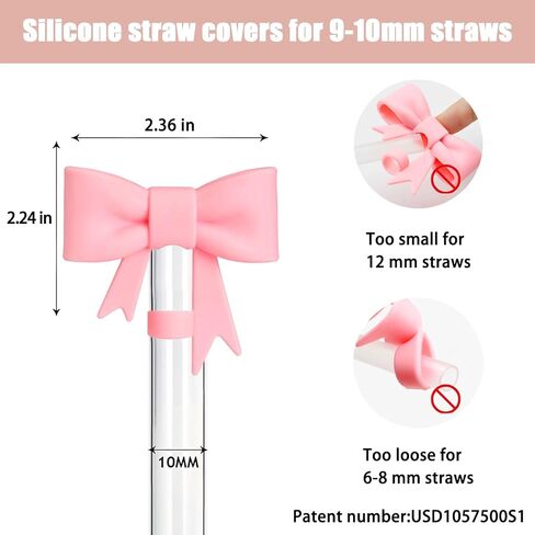 6Pcs Silicone Straw Toppers Covers for Stanley Cups 40/30oz 10mm(0.4in) Dust-Proof Bow Straw Covers Toppers Suitbale for Stanley Cup Accessories Reusable Straws Caps (Colorful F) in Kuwait