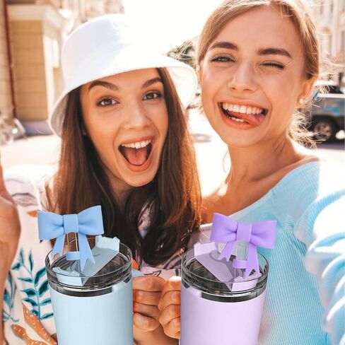 6Pcs Silicone Straw Toppers Covers for Stanley Cups 40/30oz 10mm(0.4in) Dust-Proof Bow Straw Covers Toppers Suitbale for Stanley Cup Accessories Reusable Straws Caps (Colorful F) in Kuwait