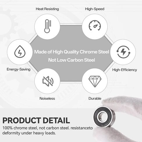 100 Pack 608 2RS Bearings, 8x22x7mm Skateboard Bearings Ball Bearing for Electric Motor Skateboards Scooters Longboard Wheel Hub in Saudi Arabia