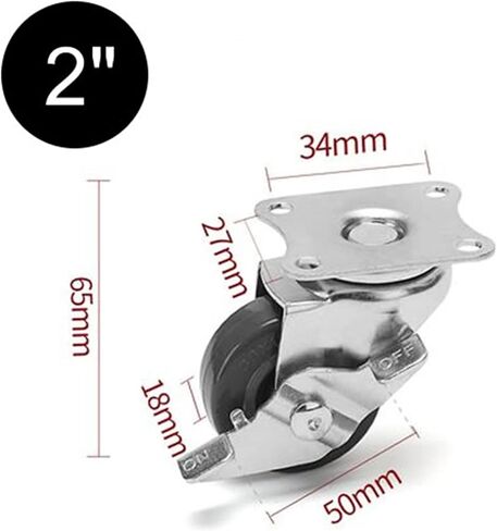 عجلات Pu الصغيرة مع فرامل جانبية لعجلة الأثاث 1 بوصة 1.5 بوصة 2inch كتم 2pcs (الفرامل 2inch) in Kuwait
