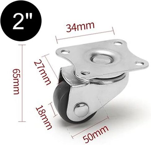 عجلات Pu الصغيرة مع فرامل جانبية لعجلة الأثاث 1 بوصة 1.5 بوصة 2inch كتم 2pcs (الفرامل 2inch) in Kuwait