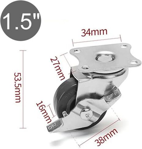 عجلات Pu الصغيرة مع فرامل جانبية لعجلة الأثاث 1 بوصة 1.5 بوصة 2inch كتم 2pcs (الفرامل 2inch) in Kuwait
