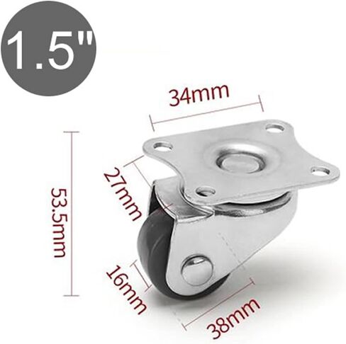 عجلات Pu الصغيرة مع فرامل جانبية لعجلة الأثاث 1 بوصة 1.5 بوصة 2inch كتم 2pcs (الفرامل 2inch) in Kuwait