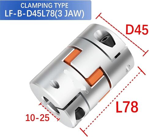 LF-B-D45L78 Aluminum Shaft Coupler Jaw Plum Spider Clamping Type CNC Motor Encoder Coupling 10mm to 25mm for Dividing Table 1Pcs(12.7x25) in Saudi Arabia