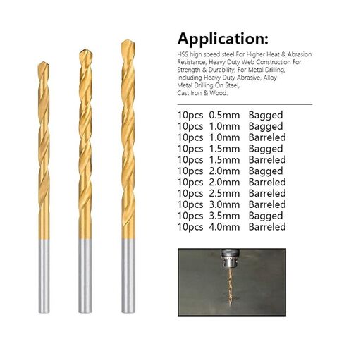 Twist Drill Bit 0.5-4.0mm Drill Metal Hole Coated Woodworking Tools for Stainless Steel Metal Drills 10Pcs(2.0mm Bagged) in Saudi Arabia