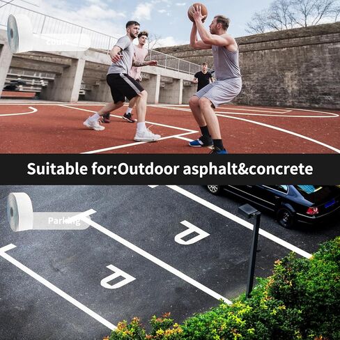 Reflective Temporary Pavement Tape, Slip-Resistant & Durable. Heavy-Duty Rubber Base for Outdoors. Ideal for Driveways, Walkways & Parking Areas (White, 4 Inch X 148 Feet) in Saudi Arabia