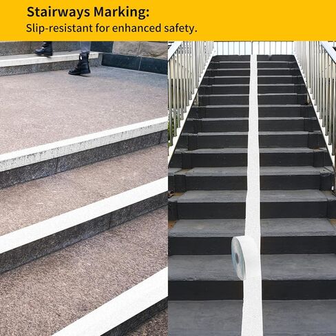 Reflective Temporary Pavement Tape, Slip-Resistant & Durable. Heavy-Duty Rubber Base for Outdoors. Ideal for Driveways, Walkways & Parking Areas (White, 4 Inch X 148 Feet) in Saudi Arabia