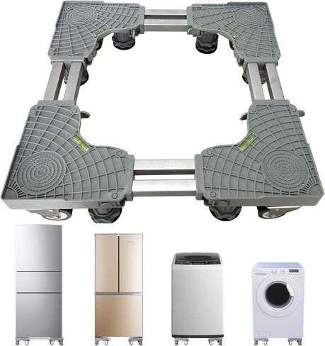 Upgrade Fridge Stand Mobile Base With 4 Locking Wheels And 8 Strong Feet Adjustable Furniture Dolly for Washer Dryer Washing Machine Stand Pedestal, Refrigerator Stand in Saudi Arabia