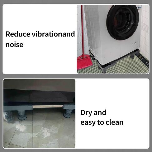 Upgrade Fridge Stand Mobile Base With 4 Locking Wheels And 8 Strong Feet Adjustable Furniture Dolly for Washer Dryer Washing Machine Stand Pedestal, Refrigerator Stand in Saudi Arabia