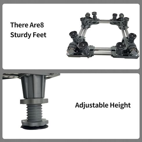 Upgrade Fridge Stand Mobile Base With 4 Locking Wheels And 8 Strong Feet Adjustable Furniture Dolly for Washer Dryer Washing Machine Stand Pedestal, Refrigerator Stand in Saudi Arabia