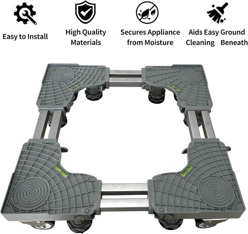 Upgrade Fridge Stand Mobile Base With 4 Locking Wheels And 8 Strong Feet Adjustable Furniture Dolly for Washer Dryer Washing Machine Stand Pedestal, Refrigerator Stand in Saudi Arabia