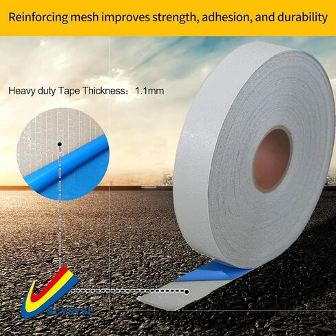 Reflective Temporary Pavement Tape, Slip-Resistant & Durable. Heavy-Duty Rubber Base for Outdoors. Ideal for Driveways, Walkways & Parking Areas (White, 4 Inch X 148 Feet) in Saudi Arabia