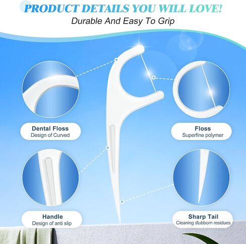 Individually Wrapped Floss Picks, 52 Count Multi-Color Oral Care Flossers for Adults with Handy Case, Mini Disposable Dental Floss Singles Bag for Travel, Hotel, Restaurant, Office, Car, Wedding in Kuwait