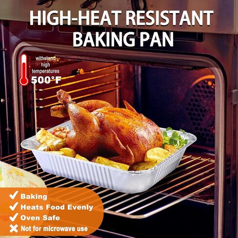 Aluminum Foil Pans 9x13 Disposable – 30 Pack Half Size Aluminum Foil Heavy Duty deep Steam Table Pan, Tin foil Sheets Tray Chafing Dishes for Cooking, Baking, Roasting, Heating, Storing, Food Prepping in Saudi Arabia