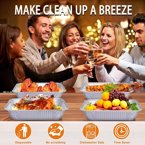 Aluminum Foil Pans 9x13 Disposable – 30 Pack Half Size Aluminum Foil Heavy Duty deep Steam Table Pan, Tin foil Sheets Tray Chafing Dishes for Cooking, Baking, Roasting, Heating, Storing, Food Prepping in Saudi Arabia