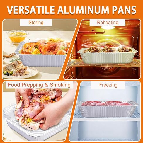 Aluminum Foil Pans 9x13 Disposable – 30 Pack Half Size Aluminum Foil Heavy Duty deep Steam Table Pan, Tin foil Sheets Tray Chafing Dishes for Cooking, Baking, Roasting, Heating, Storing, Food Prepping in Saudi Arabia