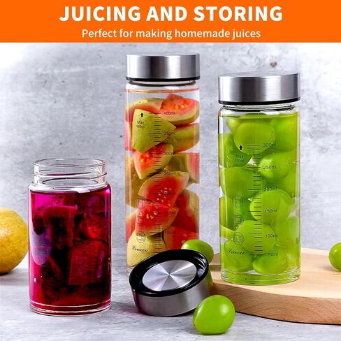 زجاجات عصير زجاجي 4 حزمة 20 أوقية - زجاجات مياه زجاجية عريضة مع أغطية - للعصير ، البروتين ، العصير ، الحليب ، قابلة لإعادة الاستخدام ، خالية من الأغطية الفولاذ المقاوم للصدأ ، الخلاط ، زجاجة شاكر (20 أوقية/600 مل) in Saudi Arabia