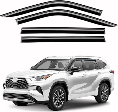 Window Deflectors Chrome Trim Tape-On Side Window Vent Visor Deflectors Smoke Tinted Rain Guards Compatible with Dodge Ram 1500 2019-2025 Crew Cab - 4pcs. GW0991 in Saudi Arabia