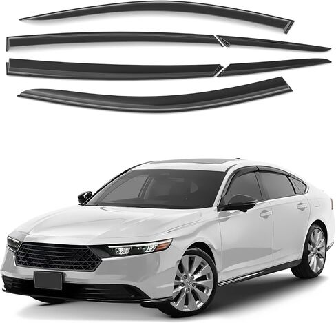 Window Deflectors Chrome Trim Tape-On Side Window Vent Visor Deflectors Smoke Tinted Rain Guards Compatible with Dodge Ram 1500 2019-2025 Crew Cab - 4pcs. GW0991 in Saudi Arabia