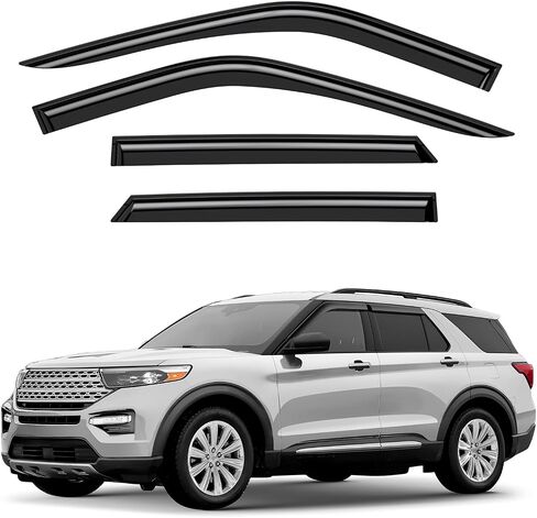 Window Deflectors Chrome Trim Tape-On Side Window Vent Visor Deflectors Smoke Tinted Rain Guards Compatible with Dodge Ram 1500 2019-2025 Crew Cab - 4pcs. GW0991 in Saudi Arabia