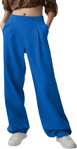 Womens Sweatpants Wide Leg Plus Size Sweat Pants High Waisted Baggy Lounge Pants Warm Athletic Joggers with Pockets in Kuwait