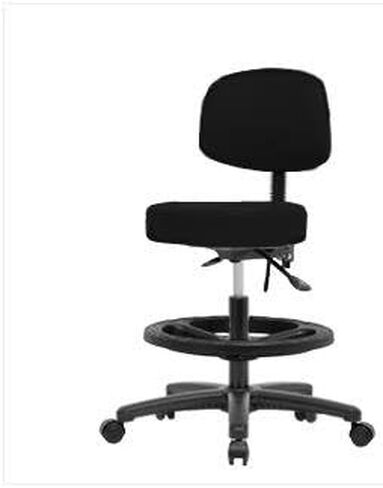 Thomas VMBST-RG-T1-BF-RC-c8582 Medium Bench Height Stool with Back and Black Nylon Base, with Tilt, Black Foot Ring, Caster in Saudi Arabia
