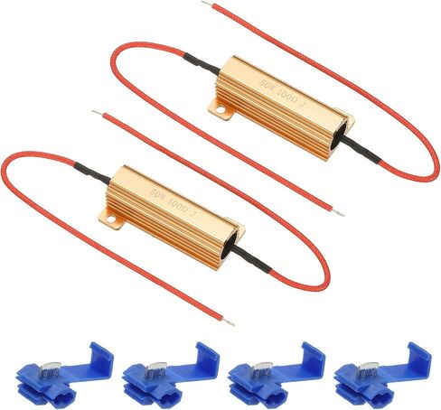 PATIKIL 50W 15 Ohm Aluminum Shell Resistor, 2Pcs Aluminum Housing Resistor with Clips Housed Case Wirewound Resistors Screw Tap Power Resistor, Golden in Saudi Arabia
