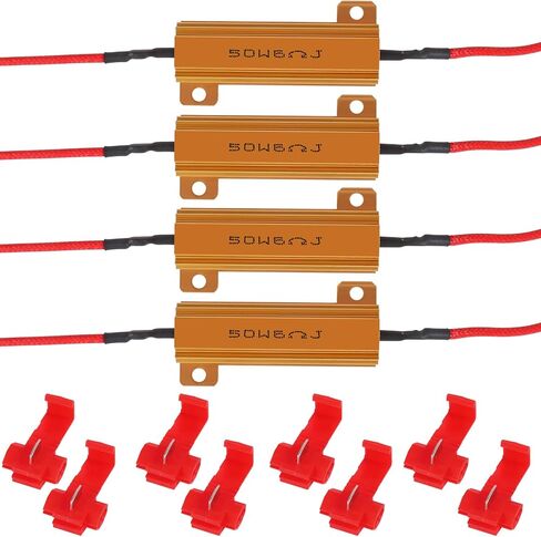 4pcs 50w 6ohm مقاوم الإشارة بدوره LED Fix Fast Flash Error Code Flickering مقاومات استبدال السيارات لأضواء LED مؤشر وحدات التحكم في المصابيح الأمامية in Kuwait