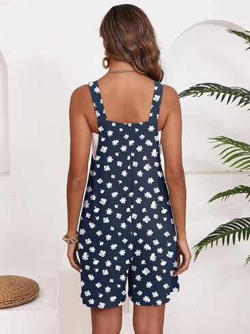 Rompers For Women Summer Casual Short Overalls Sleeveless Adjustable Loose Women's Jumpsuits with Pockets 2025 in Saudi Arabia