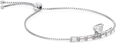 Moissanite Adjustable Bracelet for Women, Certified 1.7 CT D Color 925 Sterling Silver 18K White Gold Plated Round Pear & Baguettes Cut, Gift for Anniversary, Engagement & Birthday in Kuwait
