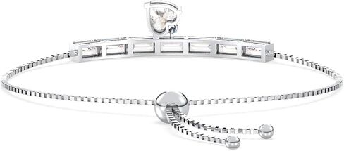 Moissanite Adjustable Bracelet for Women, Certified 1.7 CT D Color 925 Sterling Silver 18K White Gold Plated Round Pear & Baguettes Cut, Gift for Anniversary, Engagement & Birthday in Kuwait
