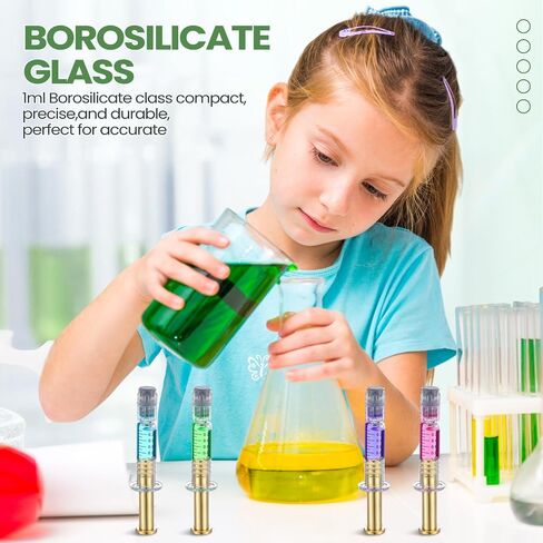 Nuanchu 20 Pcs 1ml Borosilicate Glass Syringes with Gold Metal Plunger, Luer Connector, Without Needle Accurate Measuring Tool for Thick Liquids, Glue, Ink, Pet in Saudi Arabia