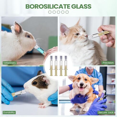 Nuanchu 20 Pcs 1ml Borosilicate Glass Syringes with Gold Metal Plunger, Luer Connector, Without Needle Accurate Measuring Tool for Thick Liquids, Glue, Ink, Pet in Saudi Arabia