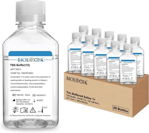 Lab TBS Buffer, 500ml Tris Buffered Saline, 7.6pH, Used in The Preparation of Washing Buffer & Blocking Solution in Labooratory in Saudi Arabia