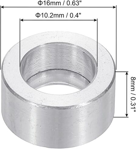 Patikil M6 فواصل الألومنيوم ، 12pcs 1/4 "× 1/2" فواصل معدنية مستديرة لبراغي المسمار 1/4 أو M6 ، جلبة مواجهة غير مخبأة 1/8 "L ، 6.2x12x3mm in Saudi Arabia