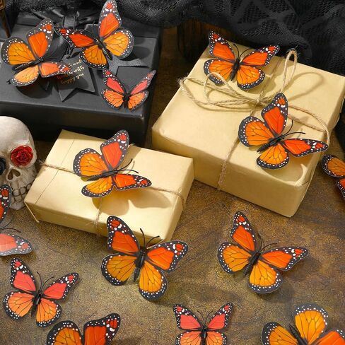 30 Pieces Monarch Butterfly Decoration 3D Artificial Fake Butterflies Magnetic Accessories for Fall Halloween Day of The Dead Party Favors Decorations Costumes Craft Home Wall Decor（5 Size） in Saudi Arabia