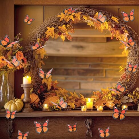 30 Pieces Monarch Butterfly Decoration 3D Artificial Fake Butterflies Magnetic Accessories for Fall Halloween Day of The Dead Party Favors Decorations Costumes Craft Home Wall Decor（5 Size） in Saudi Arabia