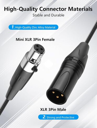 cerrxian mini xlr أنثى إلى xlr الذكور ملفوف 3 دبوس إلى 4 دبوس كابل الميكروفون mini للميكروفونات والخلاطات 1.64 قدم in Saudi Arabia