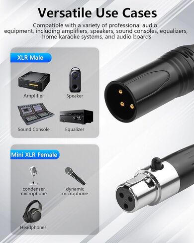 cerrxian mini xlr أنثى إلى xlr الذكور ملفوف 3 دبوس إلى 4 دبوس كابل الميكروفون mini للميكروفونات والخلاطات 1.64 قدم in Saudi Arabia