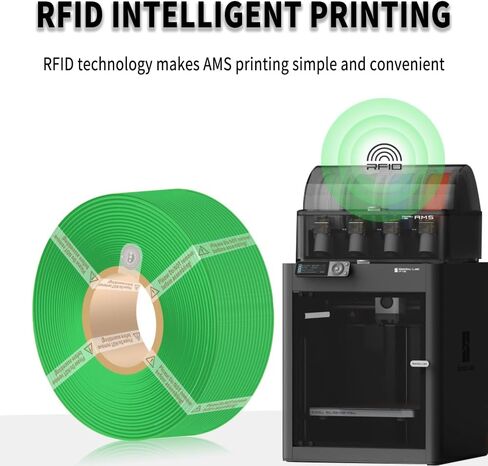 PLA Basic Refill Filament 1.75mm High-Speed, Easy to Print, Eco Friendly with RFID for Bambu Lab X1, X1C, P1S, P1P,A1, A1 MINI AMS 1KG (2.2lbs) Exclude Spool +/- 0.03mm (Bamboo Green 10501) in Kuwait