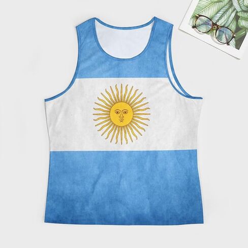 Argentina Flag Mens Tank Tops Summer Sleeveless T-Shirt Casual Funny Gym Workout Tank Top M in Saudi Arabia