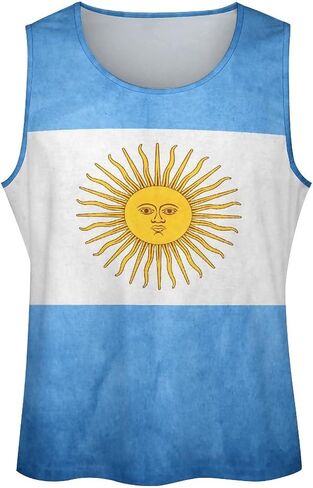 Argentina Flag Mens Tank Tops Summer Sleeveless T-Shirt Casual Funny Gym Workout Tank Top M in Saudi Arabia