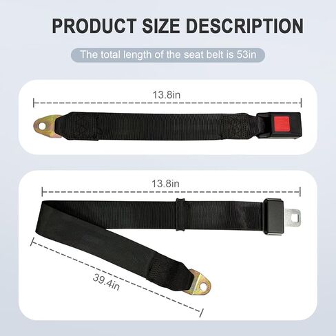 2 PCS Universal Seat Belt for Golf Cart, Go Kart,UTV, EZGO, Yamaha, Club Car,2 Point Adjustable Belts,54-Inch (Black) in Saudi Arabia