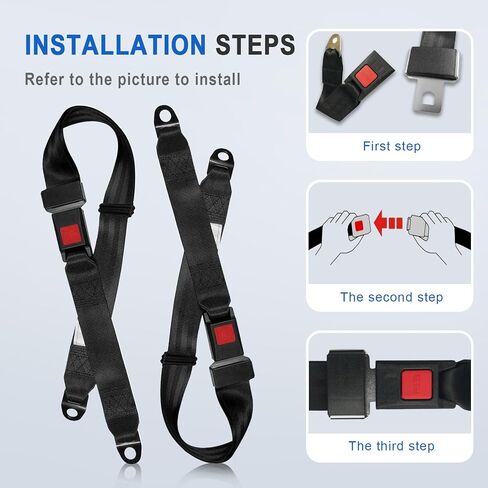 2 PCS Universal Seat Belt for Golf Cart, Go Kart,UTV, EZGO, Yamaha, Club Car,2 Point Adjustable Belts,54-Inch (Black) in Saudi Arabia