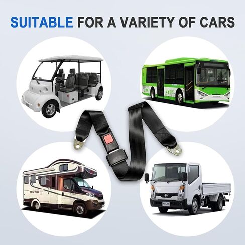 2 PCS Universal Seat Belt for Golf Cart, Go Kart,UTV, EZGO, Yamaha, Club Car,2 Point Adjustable Belts,54-Inch (Black) in Saudi Arabia
