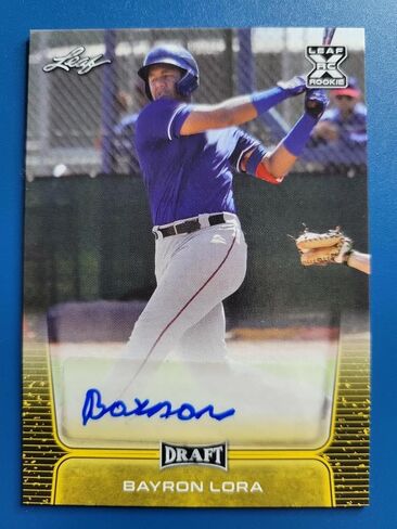 Bayron Lora 2020 Leaf Draft Rookie RC Auto #Babl1 Texas Rangers! - بطاقات البيسبول الموقعة MLB in Saudi Arabia