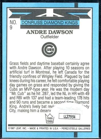 بطاقة Andre Dawson DK 1988 Donruss #9 توقيع COA JSA - بطاقات موقعة للبيسبول in Saudi Arabia