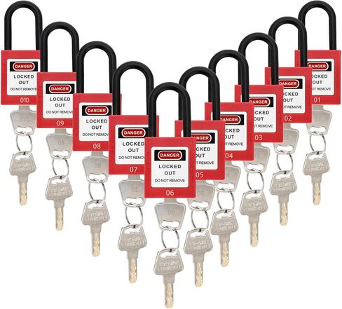 Yesland 10 Pack Lockout Lock ، مجموعات قفل قفل أمان ، Loto Locks بشكل مختلف لتأمين المحطات والأجهزة ، باللون الأحمر in Kuwait